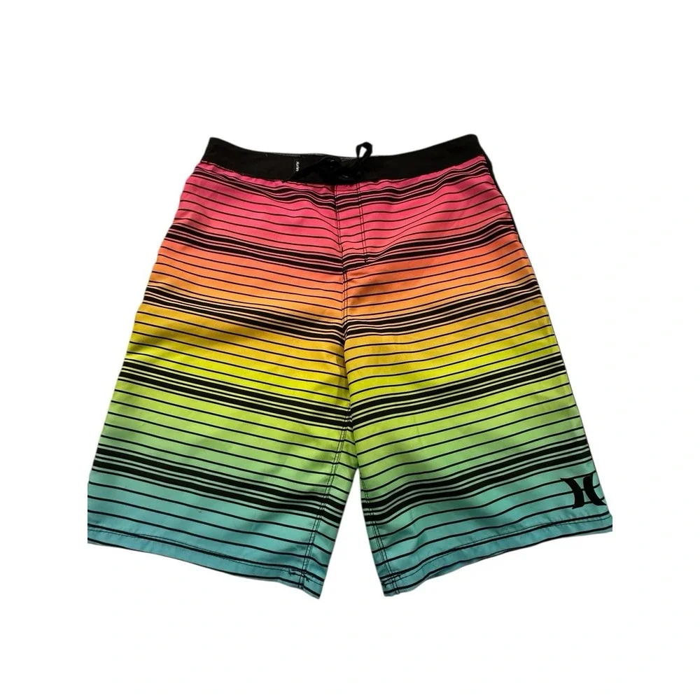 Hurley Board Shorts Boys Size 18 Drawstring‎ Multi Color Youth Beach Surf EUC